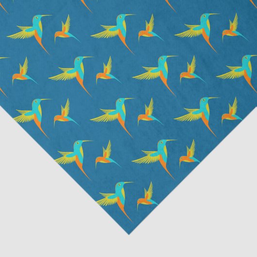 Exotic Hummingbird Pattern Blue Tissuepapier (Detail)