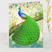 Exotic Indian Blue Peacock Big Wenskaart Kaart (Gele Bloem)