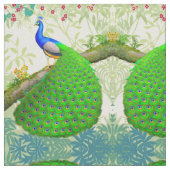 Exotic Indian Blue Peacock Fabric Stof (Close Up)