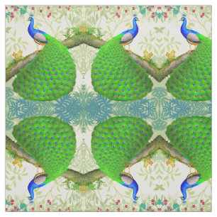 Exotic Indian Blue Peacock Fabric Stof