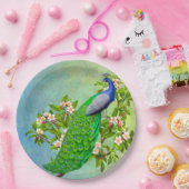 Exotic Indian Blue Peacock Paper Borden Papieren Bordje (Feest)