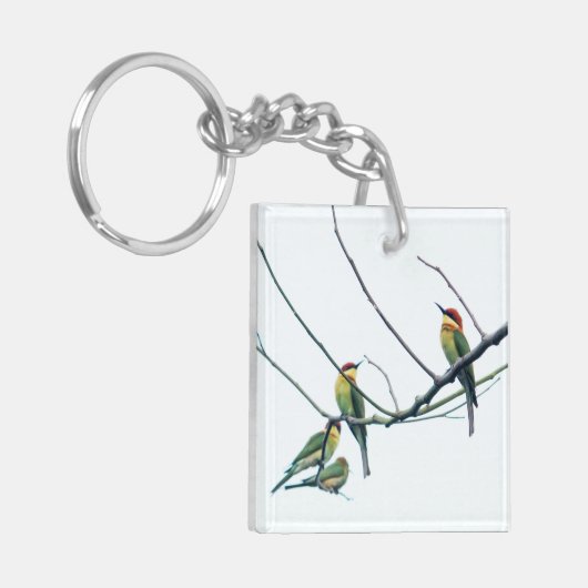 Exotic Indian kerala Bee-Eater Birds on Branch Sleutelhanger (Voorkant Links)