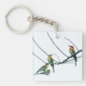 Exotic Indian kerala Bee-Eater Birds on Branch Sleutelhanger (Voorkant)