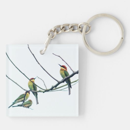 Exotic Indian kerala Bee-Eater Birds on Branch Sleutelhanger (Achterkant)