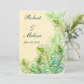 Exotic Indian Peacock Feathers Weddenschap Kaart (Staand voorkant)