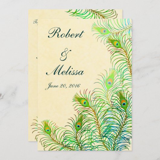 Exotic Indian Peacock Feathers Weddenschap Kaart (Voorkant / Achterkant)