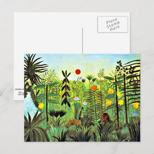 Exotic Landscape with Lion and Lioness, Briefkaart (Voorkant / Achterkant)