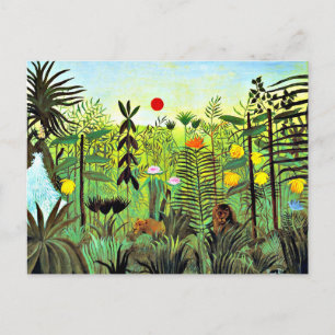 Exotic Landscape with Lion and Lioness, Briefkaart