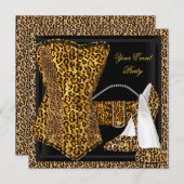 Exotic Leopard Black Gold High Hiel Shoes Party Kaart (Voorkant / Achterkant)