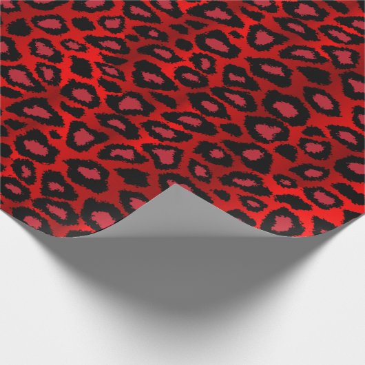 Exotic Leopard Deep Red Animal Print Cadeaupapier (Hoek)