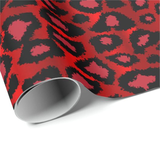 Exotic Leopard Deep Red Animal Print Cadeaupapier (Rol Hoek)