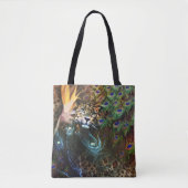Exotic Leopard en Peacock Feather Safari Tote Bag (Voorkant)
