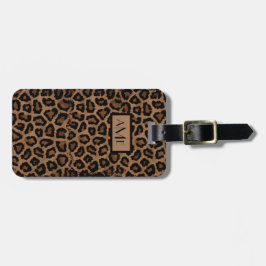 Exotic Leopard Print Monogramed Bagagelabel
