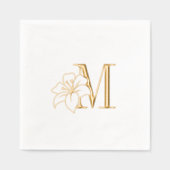 Exotic Lily Flower Monogram Initiaal Folie Servetten (Voorkant)