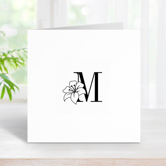 Exotic Lily Flower Monogram Initiaal Self-inking S Rubberstempel