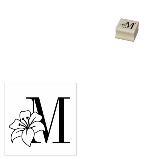 Exotic Lily Flower Monogram Initiaal Self-inking S Rubberstempel (Gestempeld)