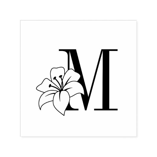 Exotic Lily Flower Monogram Initiaal Zelfinktende Stempel (Design)