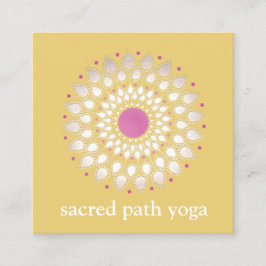 Exotic Lotus Yellow Floral Wellness Therapist Vierkante Visitekaartje
