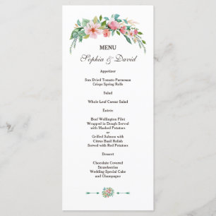 Exotic Luau Tropical Floral Wedding Menu