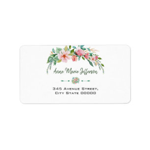 Exotic Luau Tropical Waterverf Floral Wedding Etiket