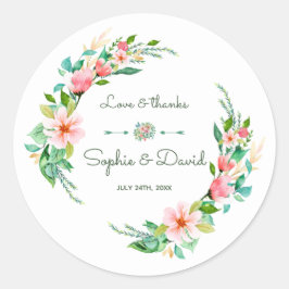 Exotic Luau Tropical Waterverf Floral Wedding Ronde Sticker