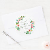 Exotic Luau Tropical Waterverf Floral Wedding Ronde Sticker (Envelop)