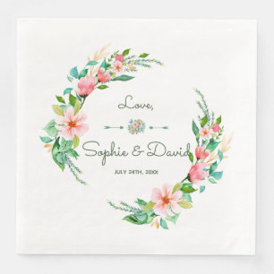 Exotic Luau Tropical Waterverf Floral Wedding Servet