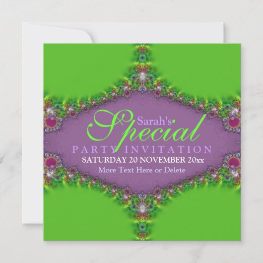 Exotic Magic Genie Fractal Art Invitation Kaart (Voorkant)
