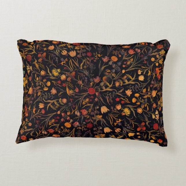 Exotic Midnight Floral Garden Accent Kussen (Achterkant)