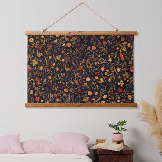 Exotic Midnight Floral Garden Hangend Wandkleed (Slaapkamer)