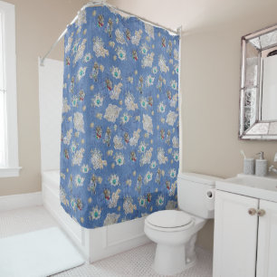 Exotic Mix Blue Bird Print Douchegordijn