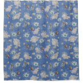 Exotic Mix Blue Bird Print Douchegordijn (Voorkant)