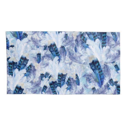 Exotic Mix Blue Bird Print Kussensloop (Achterkant-Rechts)