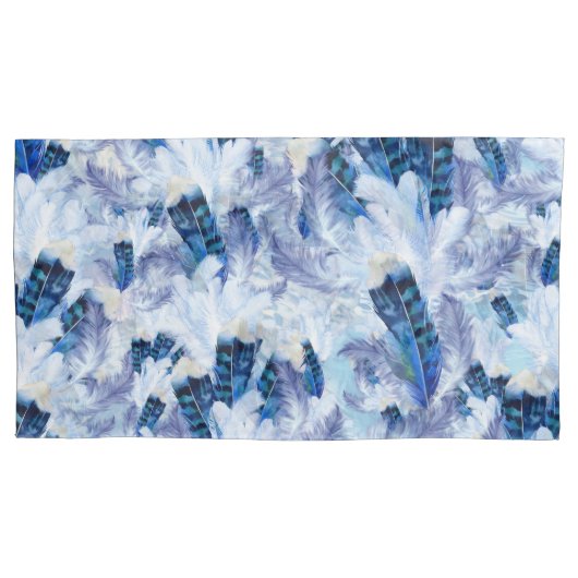 Exotic Mix Blue Bird Print Kussensloop (Voorkant)
