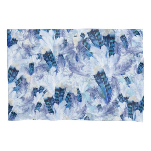 Exotic Mix Blue Bird Print Kussensloop (Voorkant)