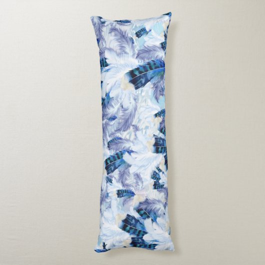 Exotic Mix Blue Bird Print Lichaamskussen (Achterkant (Verticaal))