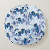 Exotic Mix Blue Bird Print Rond Kussen (Voorkant)