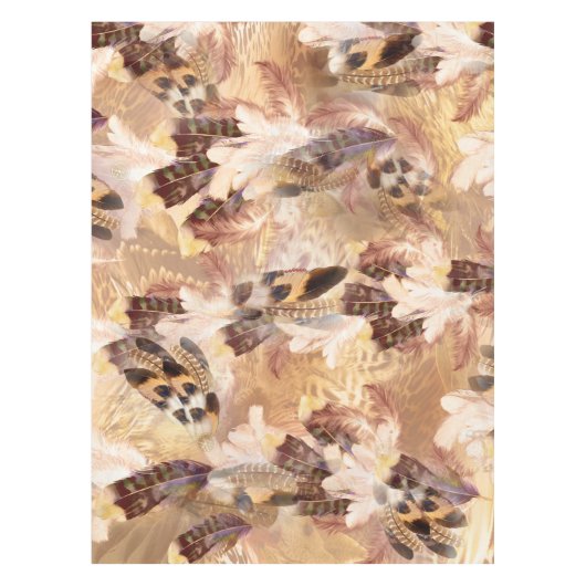Exotic Mix Brown Tones Bird vether Print Tafelkleed (Voorkant)