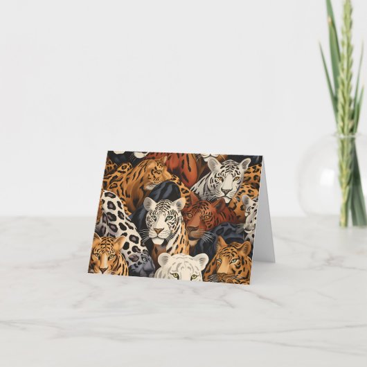Exotic Oerwoud Safari Wild Cats Blank Note Kaart (Voorkant)