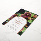 Exotic Orchids Vrijgezellenfeest Roos Gold Foil In Folie Uitnodiging (Gedraaid)