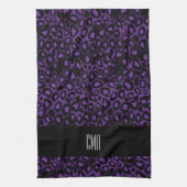 Exotic Paars leopard Animal Pattern | Monogram Theedoek (Verticaal)