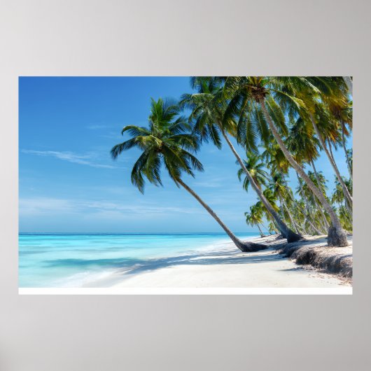 Exotic Palm Beach Turquoise Water Sunny Paradise Poster (Voorkant)