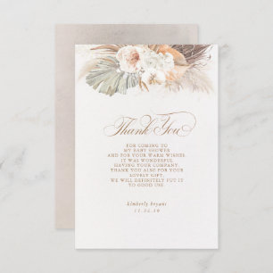 Exotic Pampas Grass Floral Baby shower Hartelijk d Bedankkaart