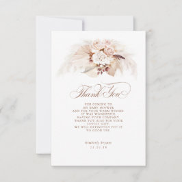 Exotic Pampas Grass Floral Baby shower Hartelijk d Bedankkaart