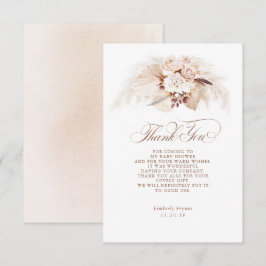 Exotic Pampas Grass Floral Baby shower Hartelijk d Bedankkaart