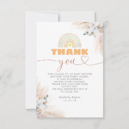 Exotic Pampas Grass Floral Baby shower Hartelijk d Bedankkaart