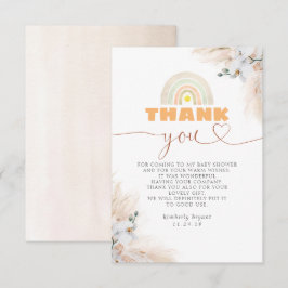 Exotic Pampas Grass Floral Baby shower Hartelijk d Bedankkaart