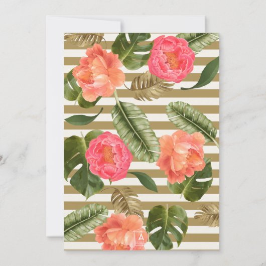 Exotic Paradise Flamingoes Wedding Kaart (Achterkant)