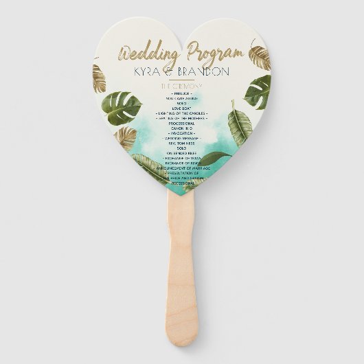 Exotic Paradise Waterverf Trouwprogramma Handwaaier (Voorkant)