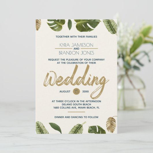 Exotic Paradise Wedding Kaart (Staand voorkant)